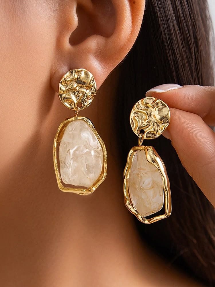 Hammered Gold & Mother-of-Pearl Drops