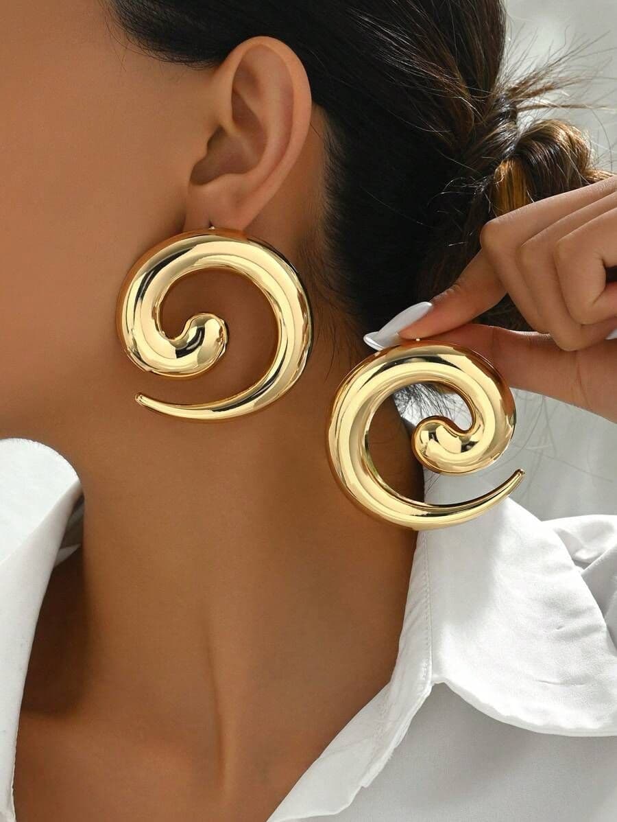 High-Gloss Sculptural Vortex Hoops