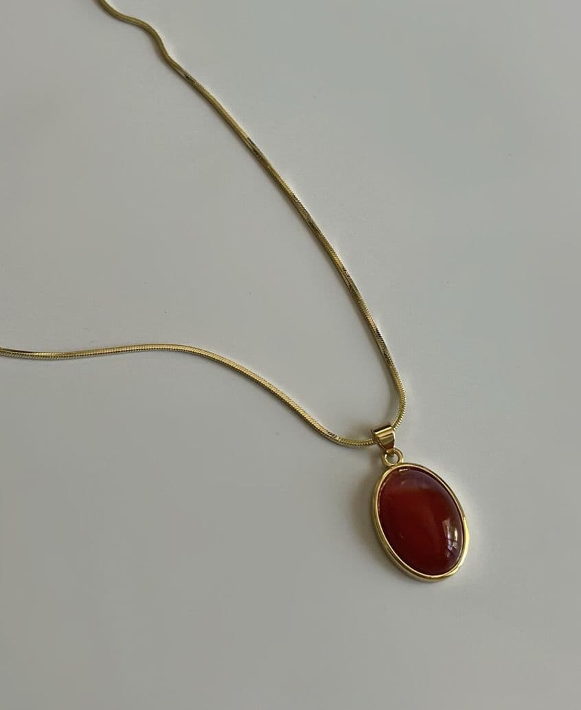 Vintage Red Carnelian Cabochon Pendant