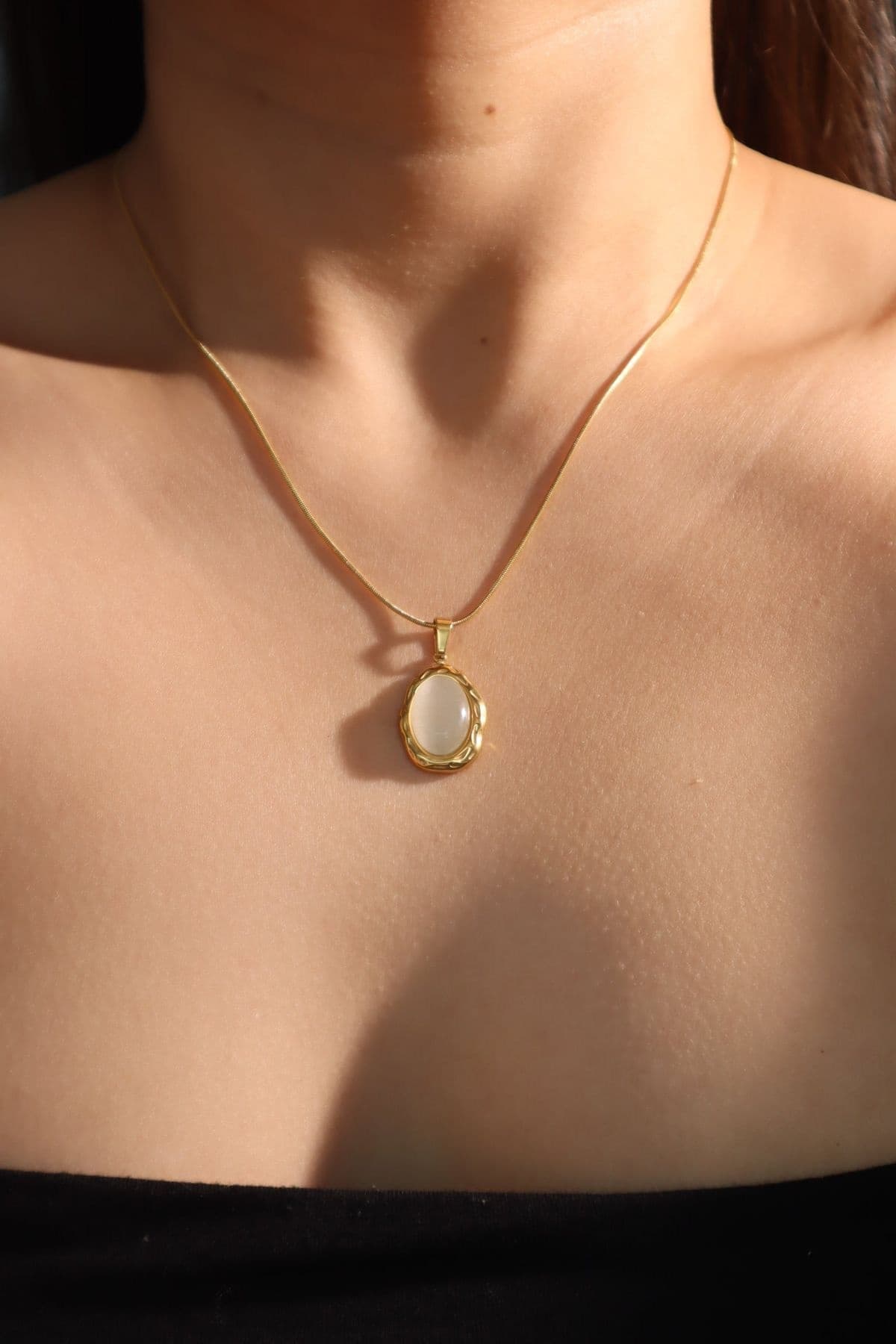 Luminous Moonstone Molten Bezel Pendant